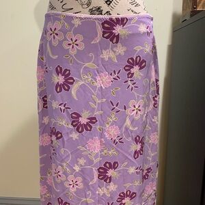 Ann Taylor purple and pink floral midi skirt size 10